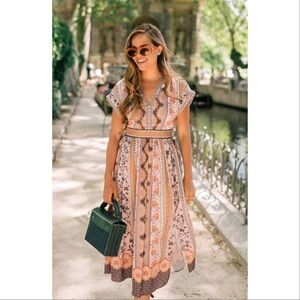 Gal Meets Glam Liza Print Charmeuse Midi Dress 4 Floral Fall Wedding Guest boho